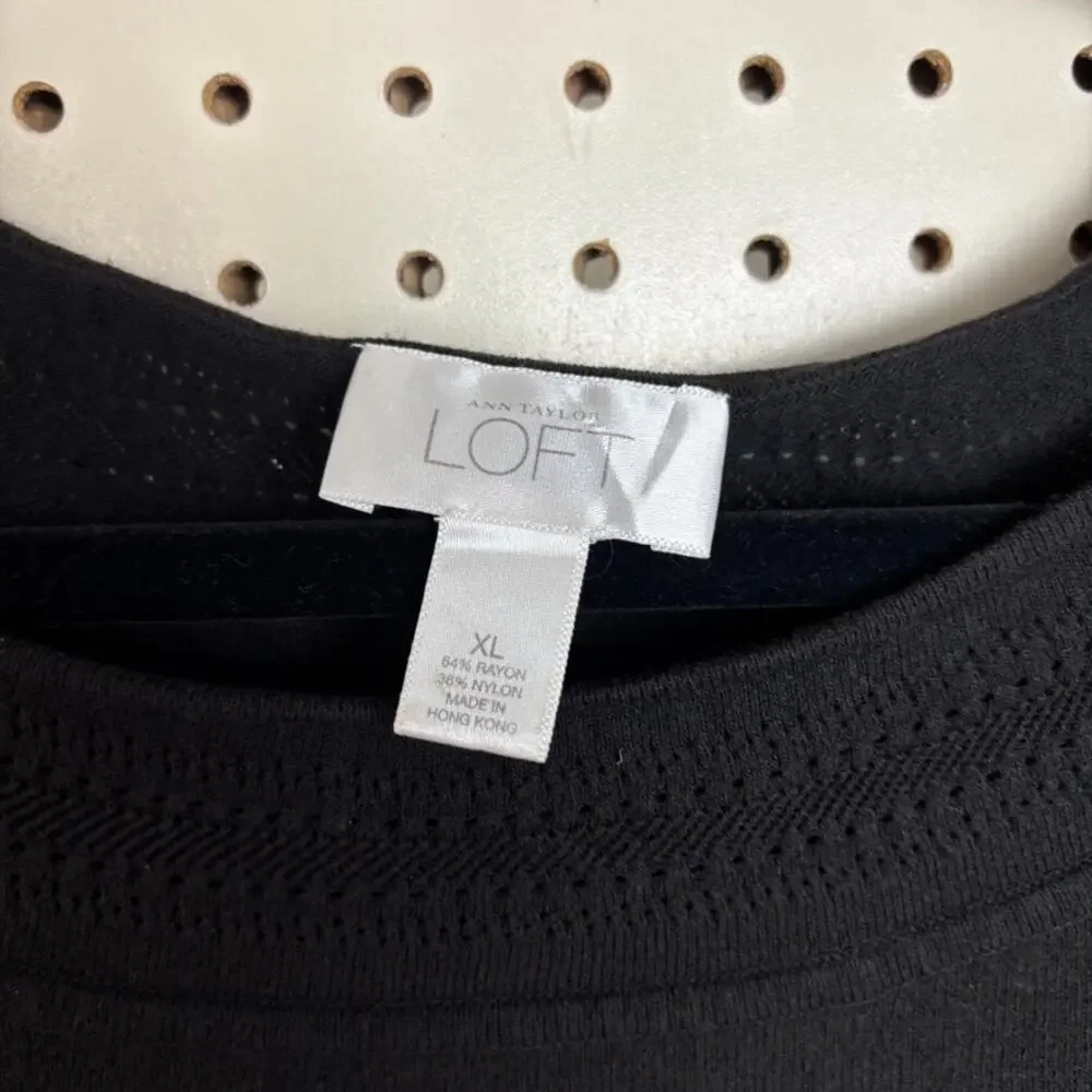 Ann Taylor Loft Knit Black Top Officecore Basic Neutral Women's XL